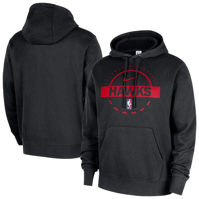 Men's Black Atlanta Hawks 2025/26 Practice Club Pullover Hoodie